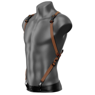 Beyond Basic Chocolate Brown Drop Back Vest Suspender Handmade Fashion Vegan Unisex Harness