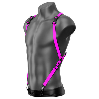 Beyond Basic Hot Pink Drop Back Vest Suspender Handmade Fashion Vegan Unisex Harness - Daftboy
