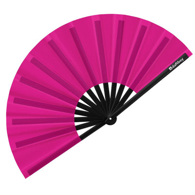 Beyond Basic Hot Pink Rave Bamboo Folding Hand Fan / Clack Fan - Large