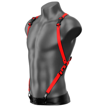 Beyond Basic Red Drop Back Vest Suspender Handmade Fashion Vegan Unisex Harness - Daftboy