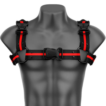 Black & Red Racer Stripe Bulldog Handmade Fashion Vegan Unisex Harness - Daftboy