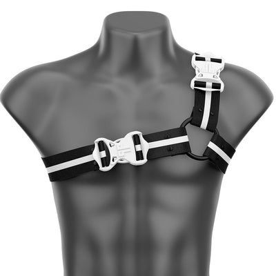 Black & White Racer Stripe Asymmetrical Handmade Fashion Vegan Unisex Harness