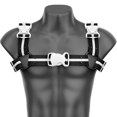 Black & White Racer Stripe Bulldog Handmade Fashion Vegan Unisex Harness