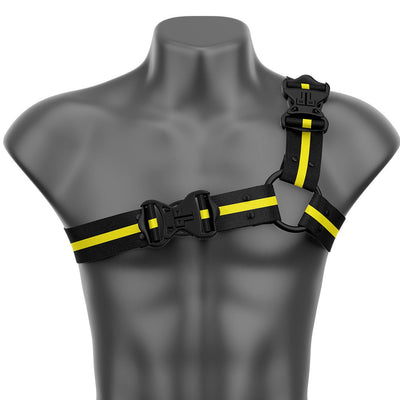 Black & Yellow Racer Stripe Asymmetrical Handmade Fashion Vegan Unisex Harness