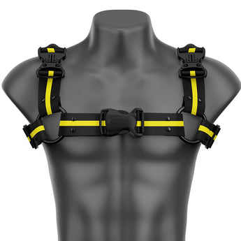 Black & Yellow Racer Stripe Bulldog Handmade Fashion Vegan Unisex Harness - Daftboy