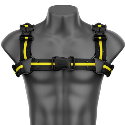 Black & Yellow Racer Stripe Bulldog Handmade Fashion Vegan Unisex Harness