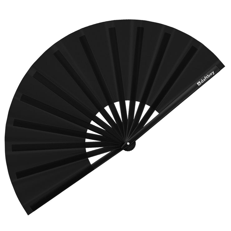 Black Beyond Basic Rave Bamboo Folding Hand Fan / Clack Fan - Large