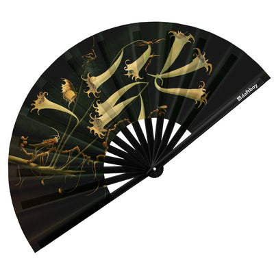 Flowers and Insects by Franz Sedlacek Rave Bamboo Folding Hand Fan / Clack Fan - Large