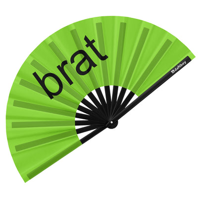 Brat Rave Bamboo Folding Hand Fan / Clack Fan - Large Charli XCX