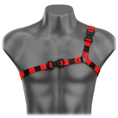 Checkered Black & Red Ultra-Thin Asymmetrical Handmade Fashion Vegan Unisex Harness