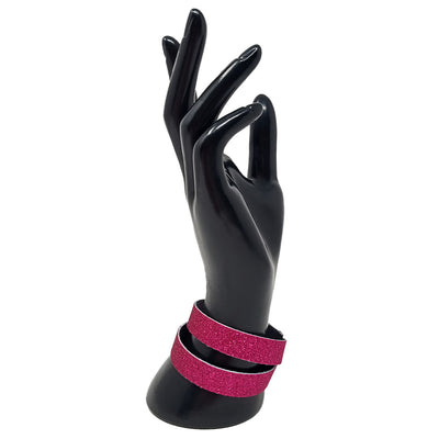  Hawt Pink Glitter Double Loop Cuff Bracelet