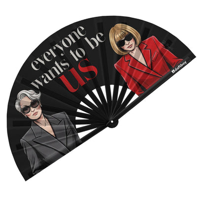 Everyone Wants To Be Us Rave Bamboo Folding Hand Fan / Clack Fan - Large