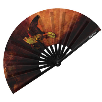 Green Parrot by Vincent van Gogh Rave Bamboo Folding Hand Fan / Clack Fan - Large - Daftboy