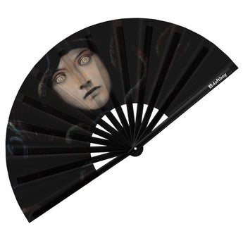 Head of Medusa by Franz von Stuck Rave Bamboo Folding Hand Fan / Clack Fan - Large - Daftboy