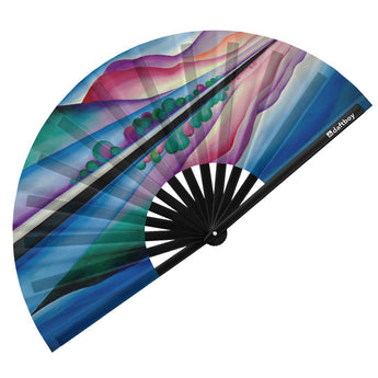 Lake George Reflection by Georgia O'Keeffe Rave Bamboo Folding Hand Fan / Clack Fan - Large - Daftboy