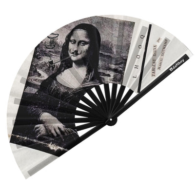 L.H.O.O.Q. by Marcel Duchamp Rave Bamboo Folding Hand Fan / Clack Fan - Large