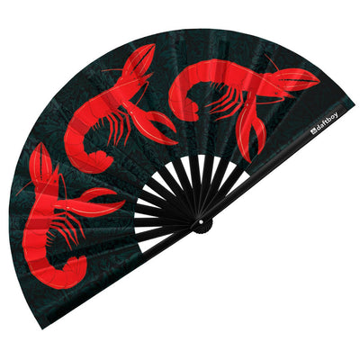 Lobster by Paul Iribe Rave Bamboo Folding Hand Fan / Clack Fan - Large