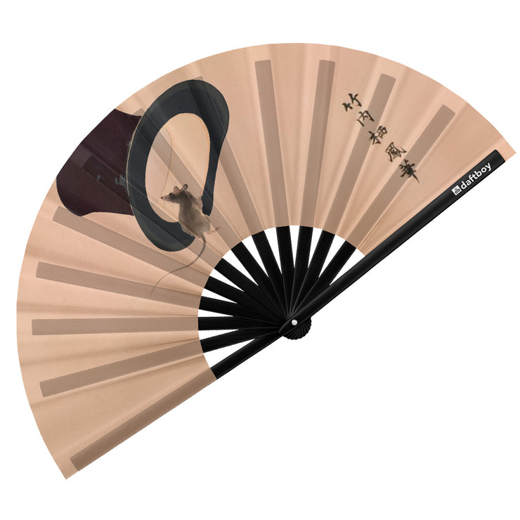 Mouse and Top Hat by Takeuchi Seiho Rave Bamboo Folding Hand Fan / Clack Fan - Large