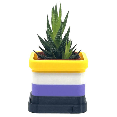 Non-Binary Pride Flag 2 Inch Planter with Drip Tray