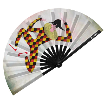 Harlequin Rave Bamboo Folding Hand Fan / Clack Fan - Large