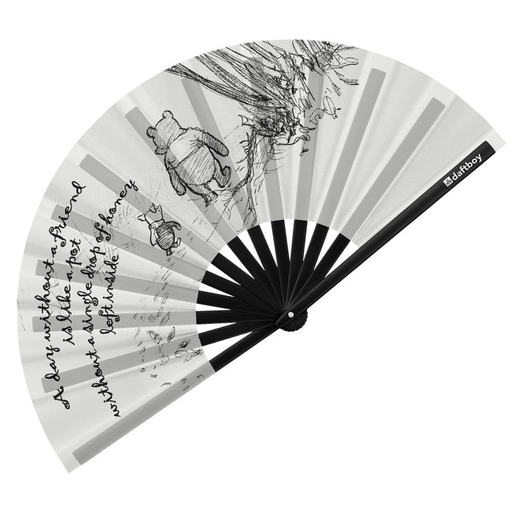 Winnie-the-Pooh & Piglet Rave Bamboo Folding Hand Fan / Clack Fan - Large