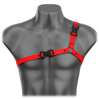 Red Beyond Basic Ultra - Thin Asymmetrical Handmade Fashion Vegan Unisex Harness - Daftboy