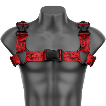 Red Roses Bulldog Handmade Fashion Vegan Unisex Harness - Daftboy