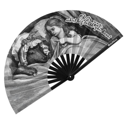 Little Red Riding Hood by Gustave Dore Rave Bamboo Folding Hand Fan / Clack Fan - Large