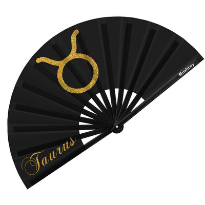 Taurus Rave Bamboo Folding Hand Fan / Clack Fan - Large - Zodiac Collection