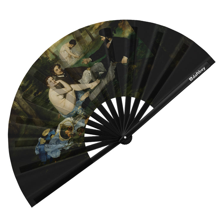 The Luncheon on the Grass by Édouard Manet Rave Bamboo Folding Hand Fan / Clack Fan - Large