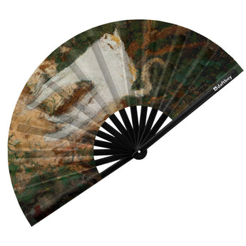 The White Cat / Le Chat Blanc by Pierre Bonnard Rave Bamboo Folding Hand Fan / Clack Fan - Large - Daftboy