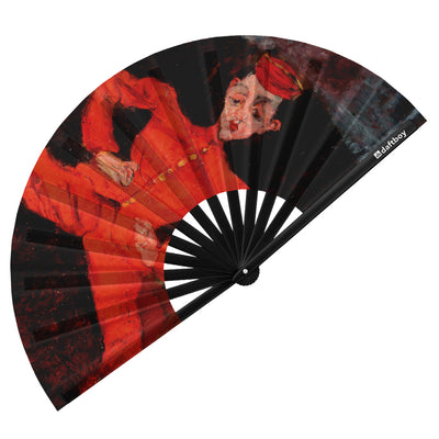 The Groom/The Bellboy by Chaim Soutine Rave Bamboo Folding Hand Fan / Clack Fan - Large