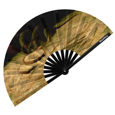 Two Rats by Vincent van Gogh Rave Bamboo Folding Hand Fan / Clack Fan - Large