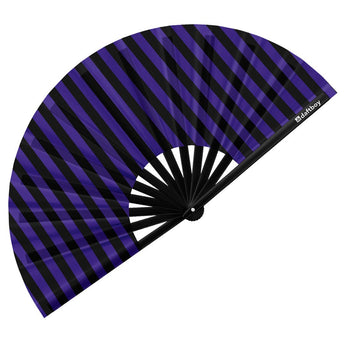 Wednesday's Stripe Rave Bamboo Folding Hand Fan / Clack Fan - Large - Daftboy