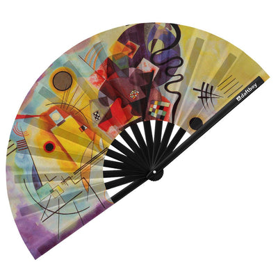 Yellow-Red-Blue by Wassily Kandinsky Rave Bamboo Folding Hand Fan / Clack Fan - Large