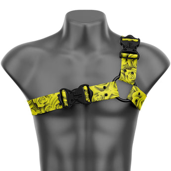 Yellow Roses Asymmetrical Handmade Fashion Vegan Unisex Harness - Daftboy