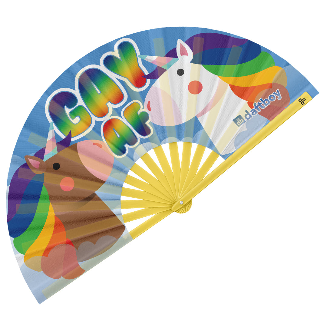 Gay AF Rave Bamboo Folding Hand Fan / Clack Fan - Large