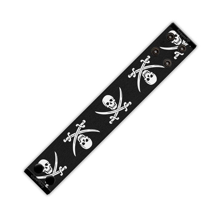Jolly Roger Pirate Thicc Cuff Bracelet Flat Strap
