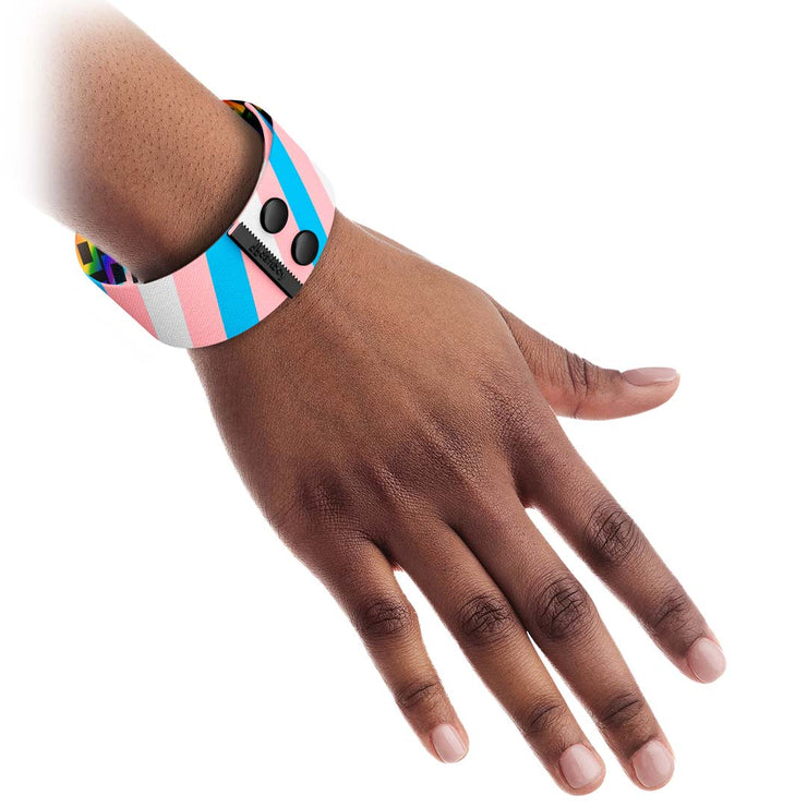 Pride Transgender Thicc Cuff Bracelet On Hand