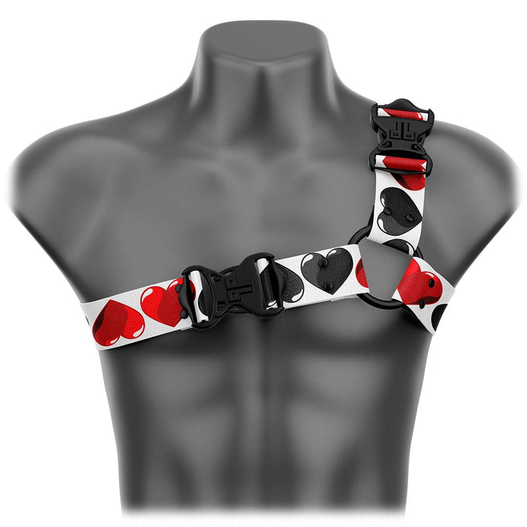 Red and Black Hearts Asymmetrical Fashion Harness