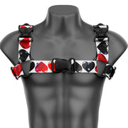 Red and Black Hearts Bulldog Fashion Harness