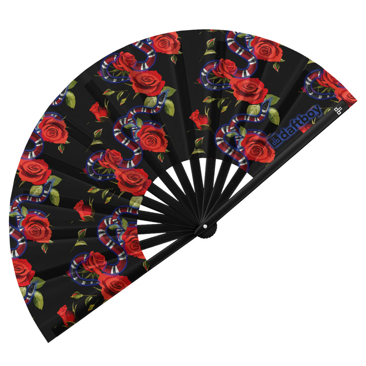 Snakes And Roses Folding Hand Fan