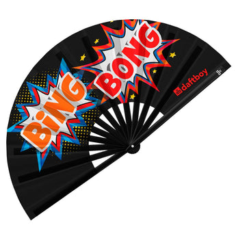 BING BONG! Rave Bamboo Folding Hand Fan / Clack Fan - Large - Daftboy