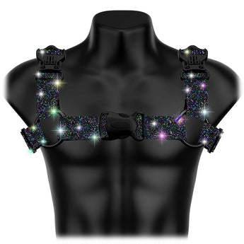 Black Galaxy Glitter Glam Bulldog Handmade Fashion Vegan Unisex Harness - Daftboy