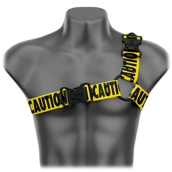 Caution Tape Asymmetrical Handmade Fashion Vegan Unisex Harness - Daftboy