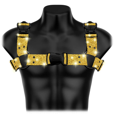 Gold Glitter Glam Bulldog Handmade Fashion Vegan Unisex Harness