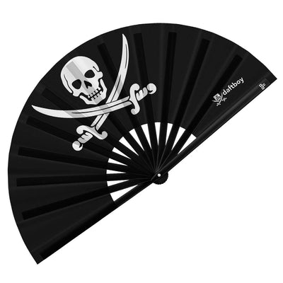 Jolly Roger Pirate Rave Bamboo Folding Hand Fan / Clack Fan - Large