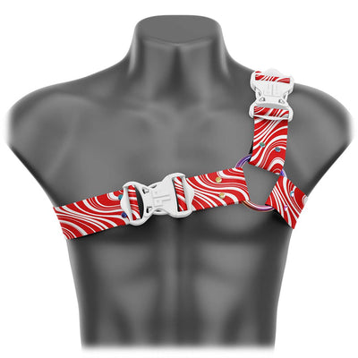 Peppermint Candy Cane Asymmetrical Handmade Fashion Vegan Unisex Harness