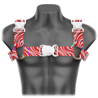 Peppermint Candy Cane Bulldog Handmade Fashion Vegan Unisex Harness