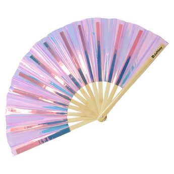 Pink Champagne Fluid Fantasy Rave Bamboo Folding Hand Fan - Large - Daftboy